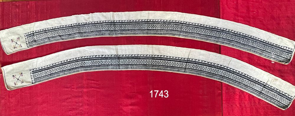 1741 Vintage White Trouser Yao Tribal Embroidery Textile Art - Trouser Cuffs-WOVENSOULS Antique Textiles & Art Gallery