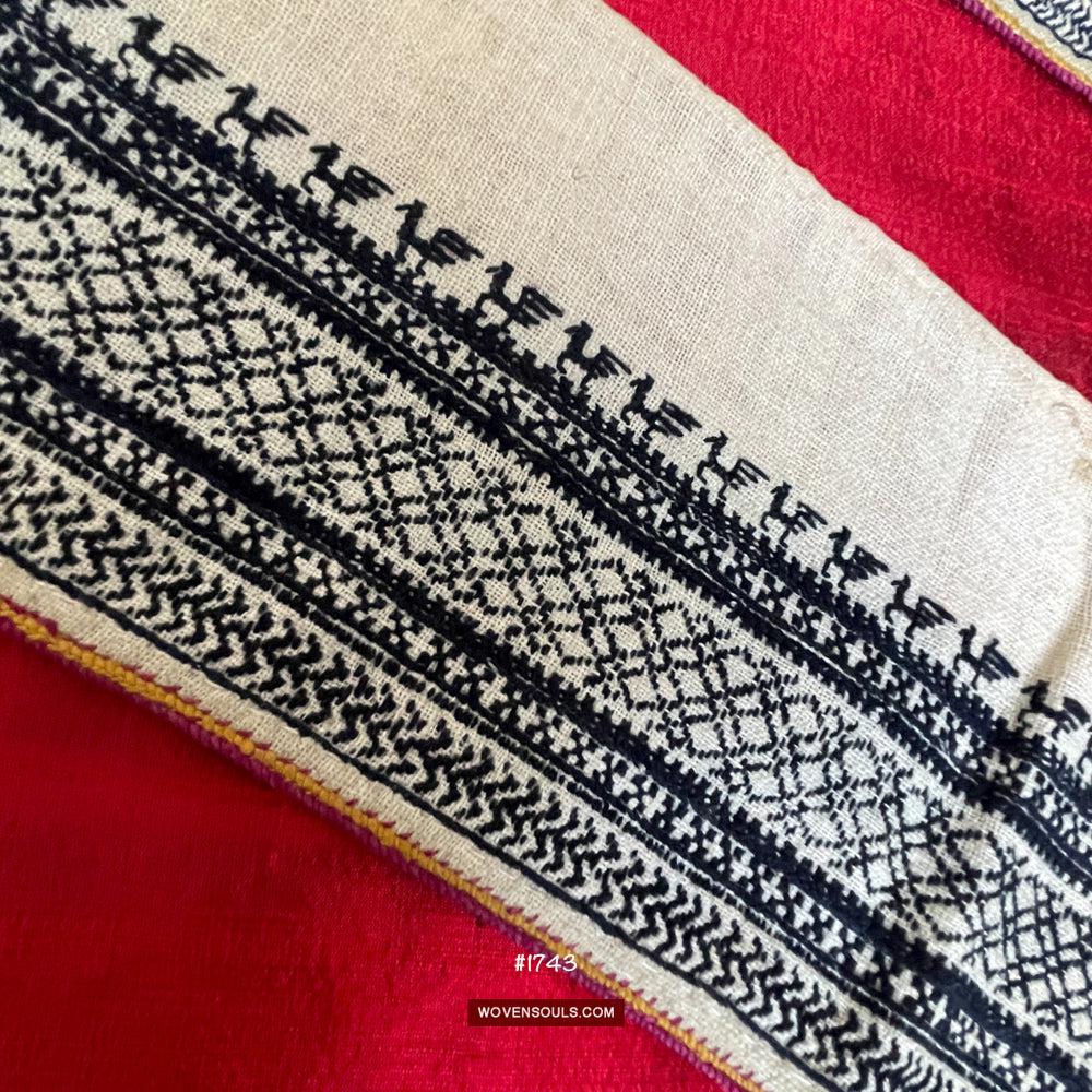 1741 Vintage White Trouser Yao Tribal Embroidery Textile Art - Trouser Cuffs-WOVENSOULS Antique Textiles & Art Gallery