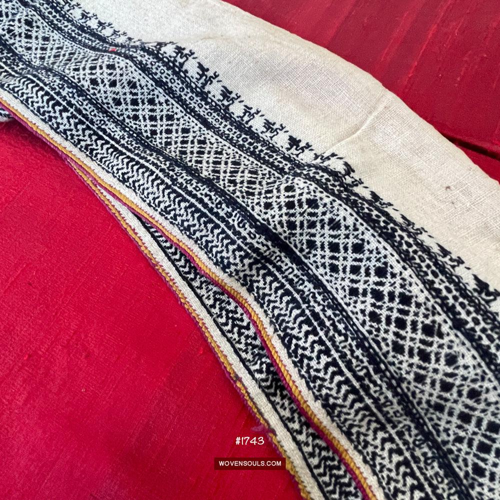 1741 Vintage White Trouser Yao Tribal Embroidery Textile Art - Trouser Cuffs-WOVENSOULS Antique Textiles & Art Gallery