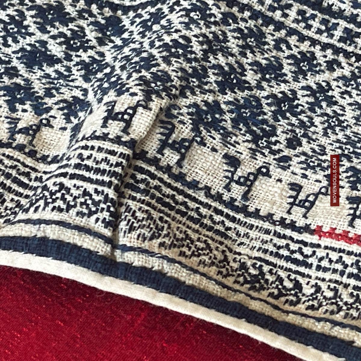 1744 Vintage White Trouser Yao Tribal Embroidery Textile Art - Trouser Cuffs-WOVENSOULS Antique Textiles & Art Gallery