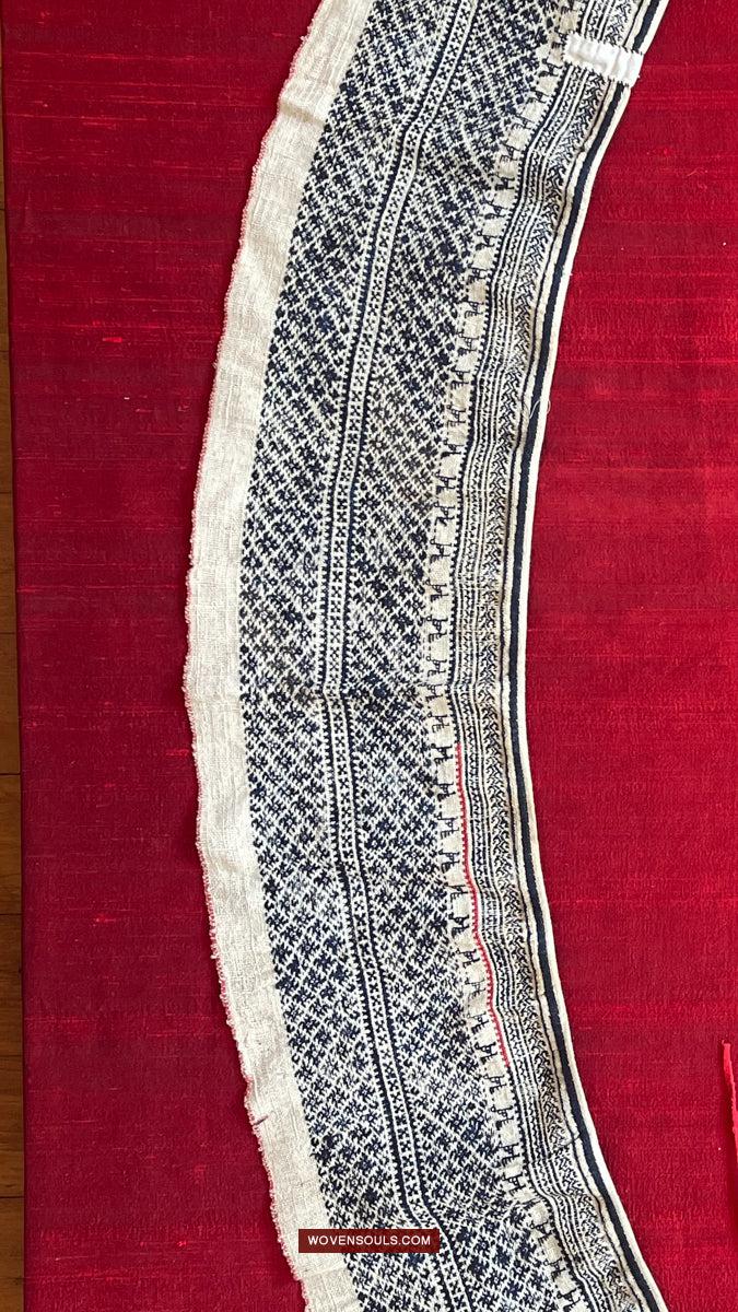 1744 Vintage White Trouser Yao Tribal Embroidery Textile Art - Trouser Cuffs-WOVENSOULS Antique Textiles & Art Gallery