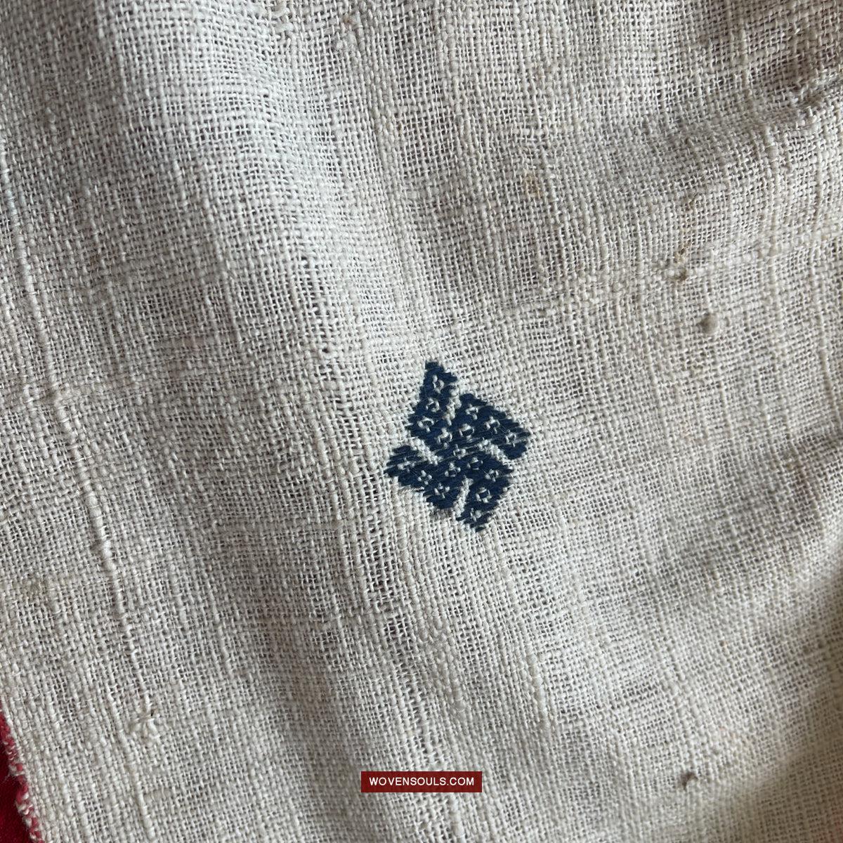 1744 Vintage White Trouser Yao Tribal Embroidery Textile Art - Trouser Cuffs-WOVENSOULS Antique Textiles & Art Gallery