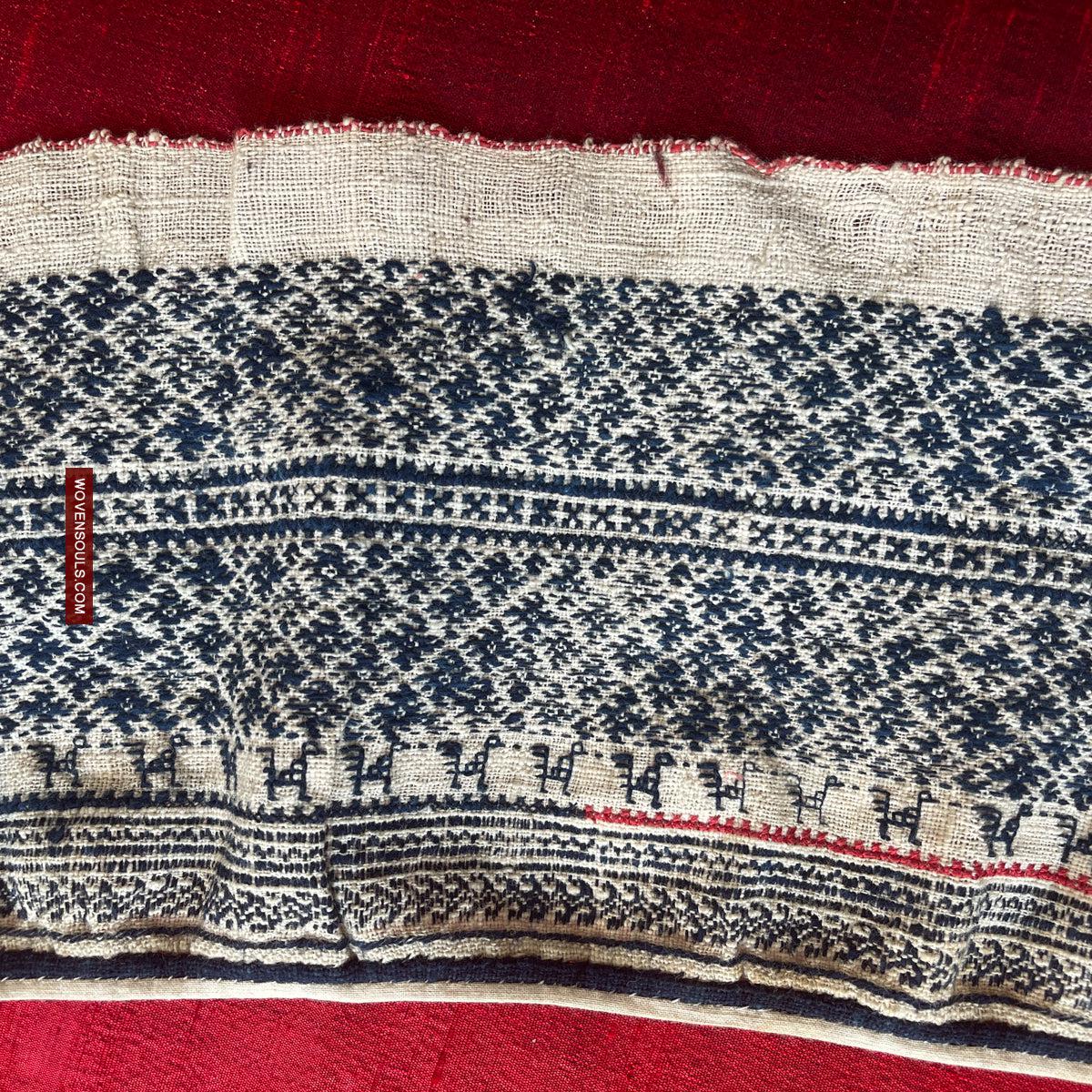 1744 Vintage White Trouser Yao Tribal Embroidery Textile Art - Trouser Cuffs-WOVENSOULS Antique Textiles & Art Gallery