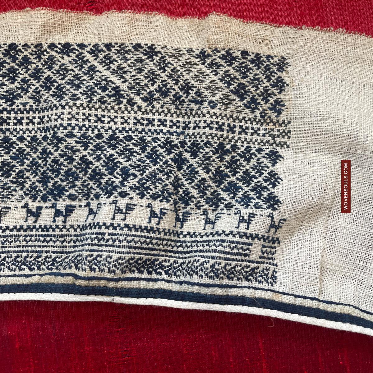 1744 Vintage White Trouser Yao Tribal Embroidery Textile Art - Trouser Cuffs-WOVENSOULS Antique Textiles & Art Gallery