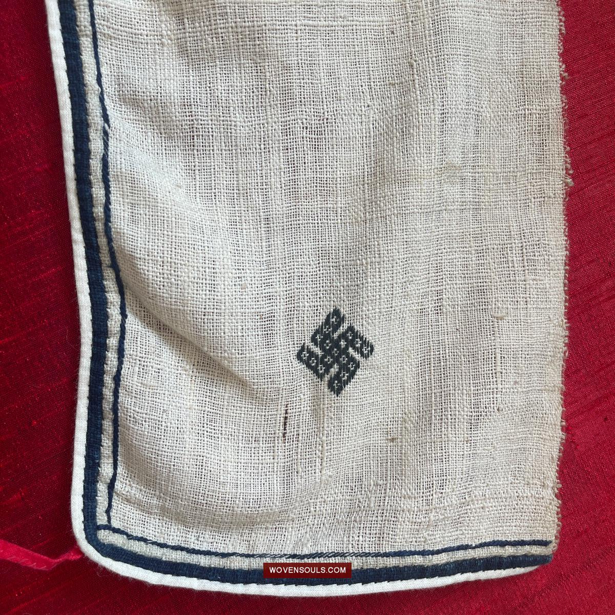 1744 Vintage White Trouser Yao Tribal Embroidery Textile Art - Trouser Cuffs-WOVENSOULS Antique Textiles & Art Gallery