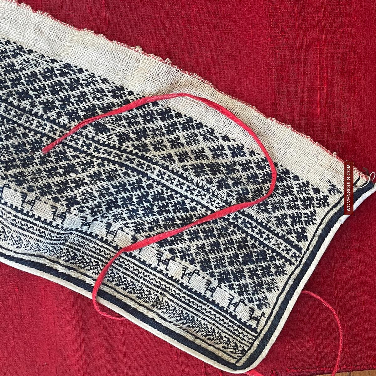 1744 Vintage White Trouser Yao Tribal Embroidery Textile Art - Trouser Cuffs-WOVENSOULS Antique Textiles & Art Gallery