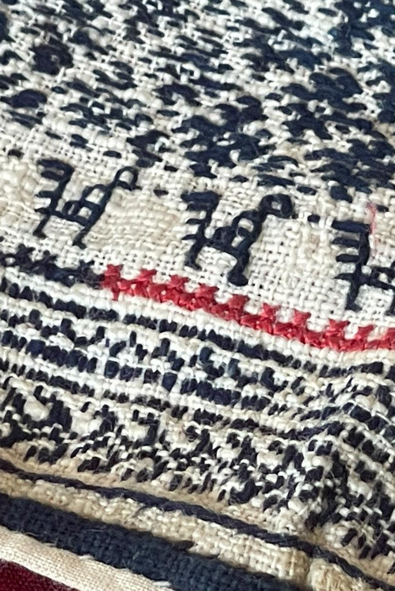 1744 Vintage White Trouser Yao Tribal Embroidery Textile Art - Trouser Cuffs-WOVENSOULS Antique Textiles & Art Gallery