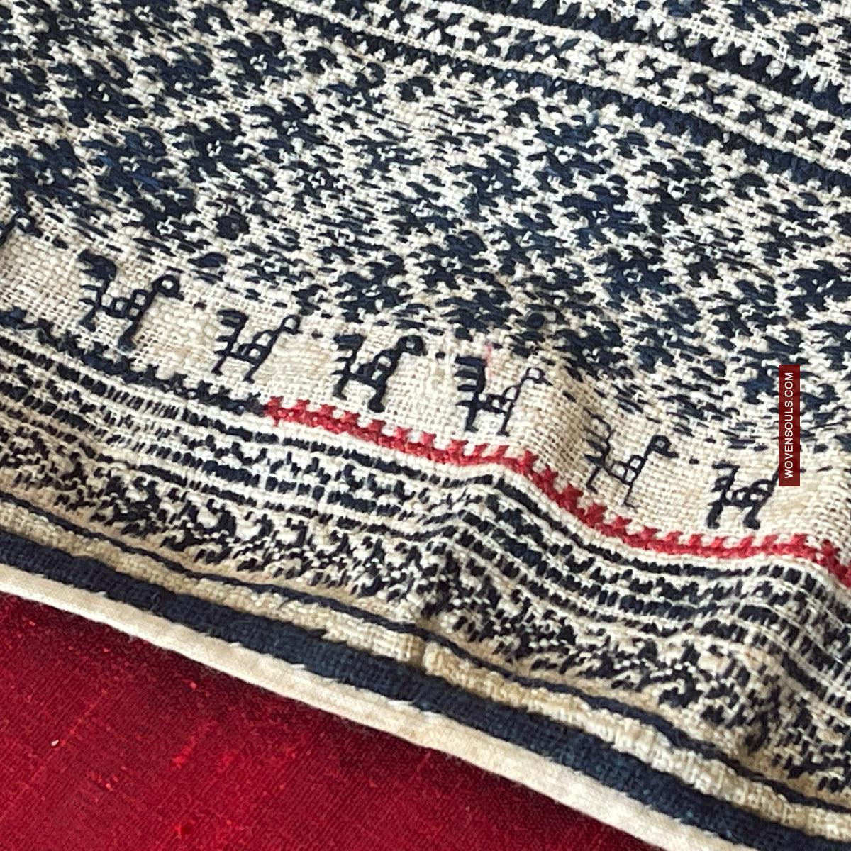 1744 Vintage White Trouser Yao Tribal Embroidery Textile Art - Trouser Cuffs-WOVENSOULS Antique Textiles & Art Gallery