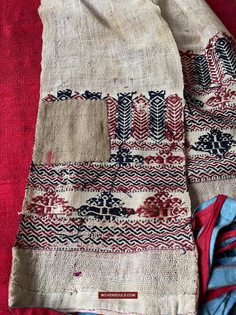 1745 Antique Hilltribe Shaman Shoulder Cloth - Textile Art-WOVENSOULS Antique Textiles & Art Gallery