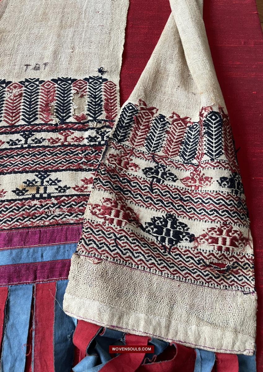1745 Antique Hilltribe Shaman Shoulder Cloth - Textile Art-WOVENSOULS Antique Textiles & Art Gallery