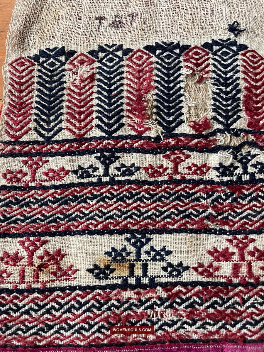 1745 Antique Hilltribe Shaman Shoulder Cloth - Textile Art-WOVENSOULS Antique Textiles & Art Gallery