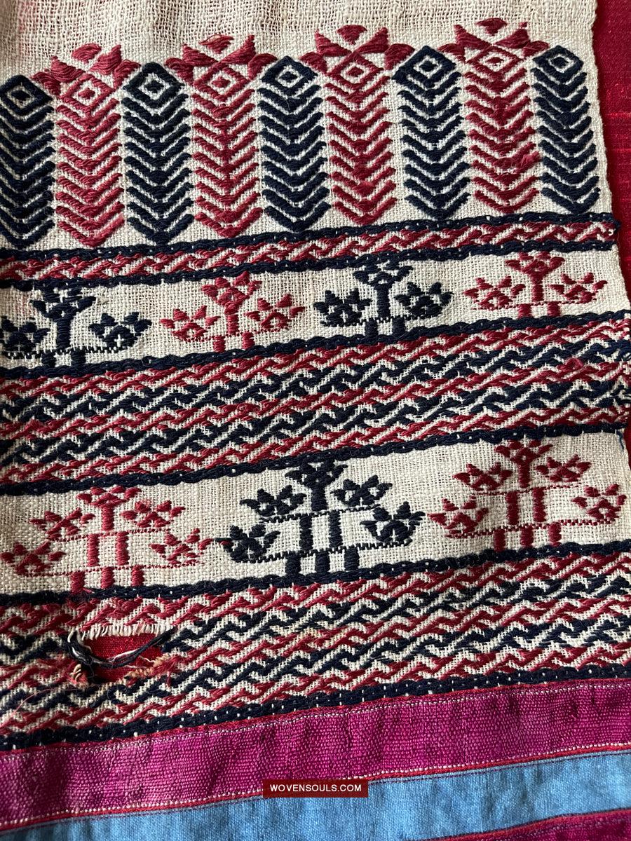 1745 Antique Hilltribe Shaman Shoulder Cloth - Textile Art-WOVENSOULS Antique Textiles & Art Gallery
