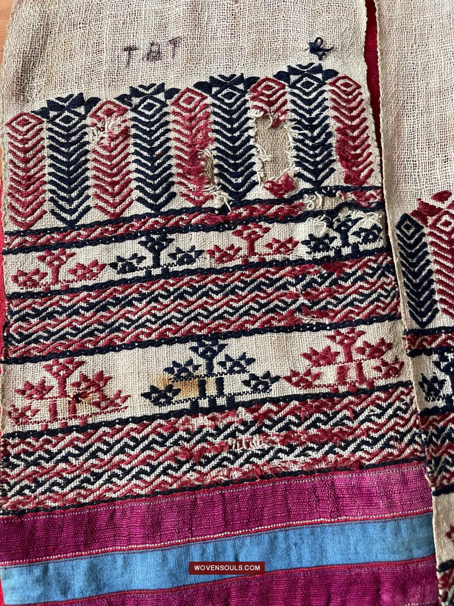 1745 Antique Hilltribe Shaman Shoulder Cloth - Textile Art-WOVENSOULS Antique Textiles & Art Gallery