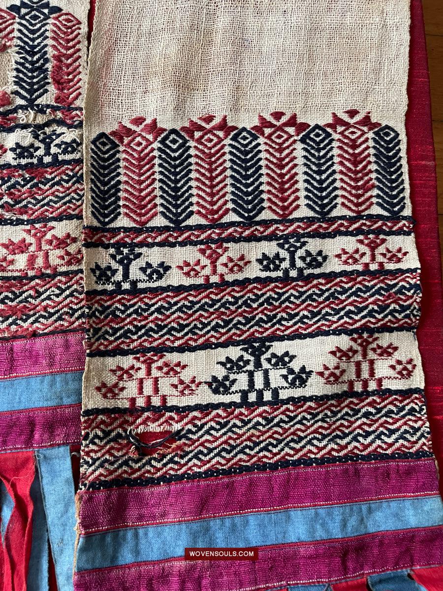 1745 Antique Hilltribe Shaman Shoulder Cloth - Textile Art-WOVENSOULS Antique Textiles & Art Gallery