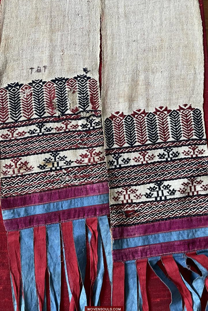 1745 Antique Hilltribe Shaman Shoulder Cloth - Textile Art-WOVENSOULS Antique Textiles & Art Gallery