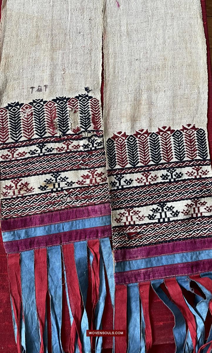 1745 Antique Hilltribe Shaman Shoulder Cloth - Textile Art-WOVENSOULS Antique Textiles & Art Gallery