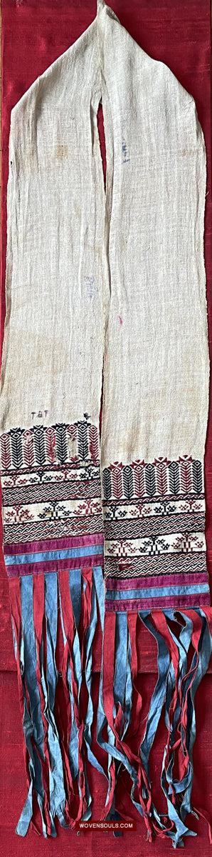 1745 Antique Hilltribe Shaman Shoulder Cloth - Textile Art-WOVENSOULS Antique Textiles & Art Gallery