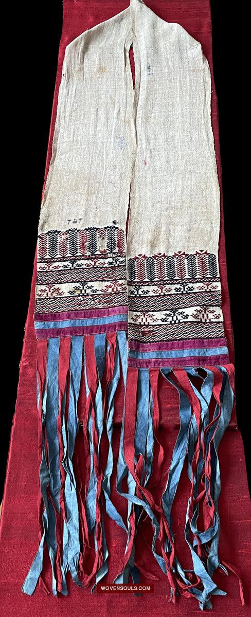 1745 Antique Hilltribe Shaman Shoulder Cloth - Textile Art-WOVENSOULS Antique Textiles & Art Gallery