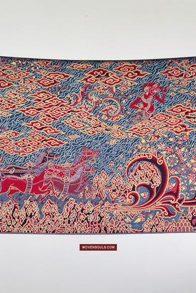 1746 Mahabharata Hindu-Szene in Cirebon Javanese Batik Tulis Art-WOVENSOULS Galerie für antike Textilien und Kunst