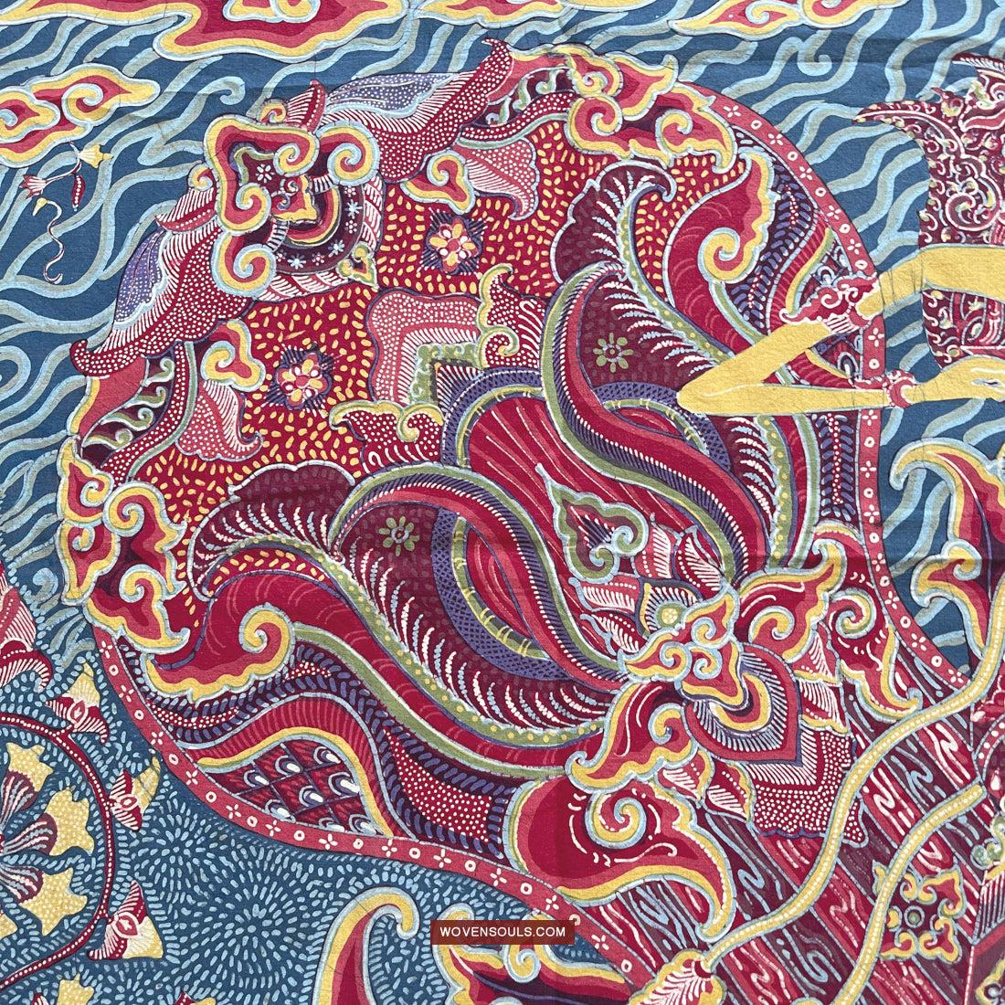 1746 Mahabharata Hindu Scene in Cirebon Javanese Batik Tulis Art-WOVENSOULS Antique Textiles & Art Gallery