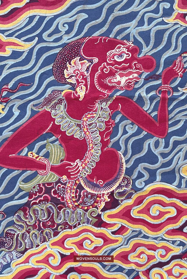 1746 Mahabharata Hindu-Szene in Cirebon Javanese Batik Tulis Art-WOVENSOULS Galerie für antike Textilien und Kunst