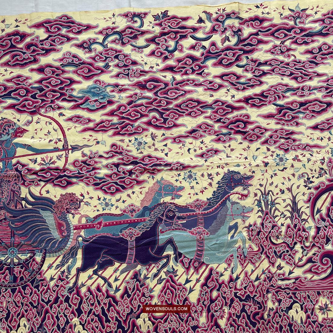 1747 Mahabharata Hindu Scene in Cirebon Javanese Batik Tulis Art-WOVENSOULS Antique Textiles & Art Gallery