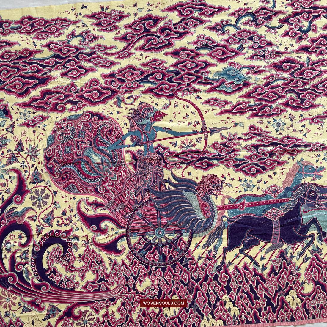 1747 Mahabharata Hindu Scene in Cirebon Javanese Batik Tulis Art-WOVENSOULS Antique Textiles & Art Gallery