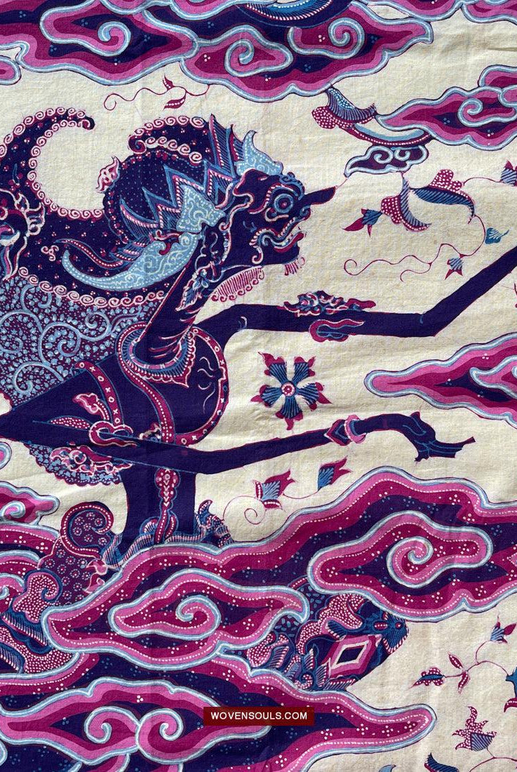 1747 Mahabharata Hindu-Szene in Cirebon Javanese Batik Tulis Art-WOVENSOULS Galerie für antike Textilien und Kunst