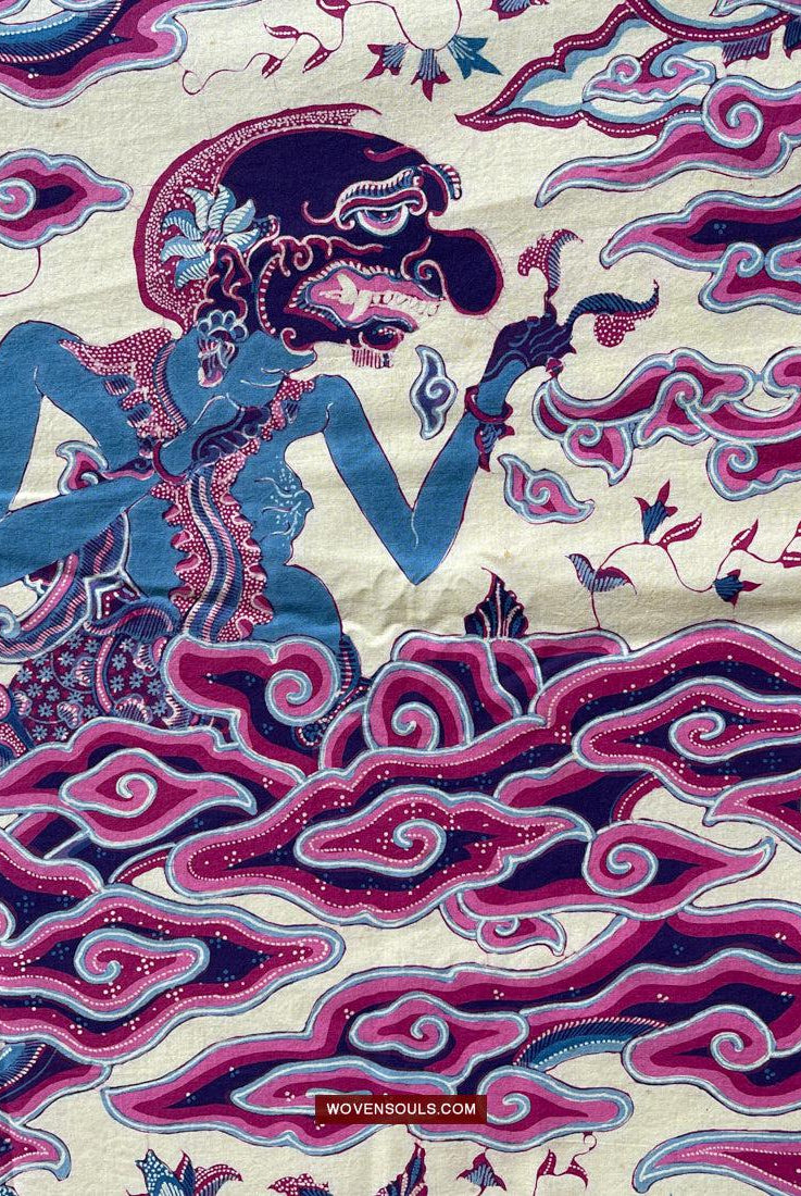 1747 Mahabharata Hindu-Szene in Cirebon Javanese Batik Tulis Art-WOVENSOULS Galerie für antike Textilien und Kunst