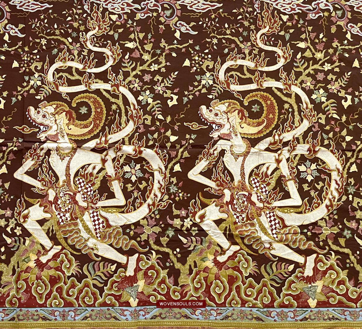 1748 Ramayan Scene in Batik - Hanuman - Cirebon Javanese Batik Tulis Artwork-WOVENSOULS Antique Textiles & Art Gallery