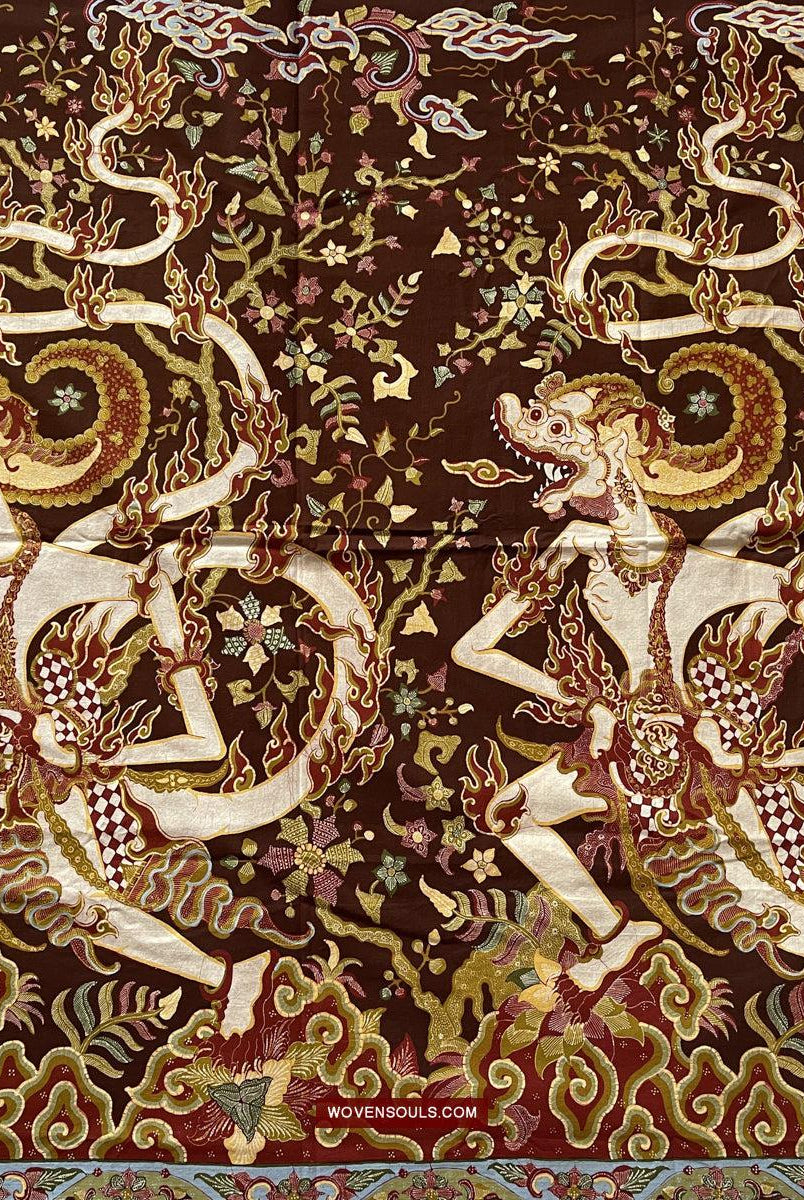 1748 Ramayan-Szene in Batik - Hanuman - Cirebon Javanese Batik Tulis Artwork-WOVENSOULS Galerie für antike Textilien und Kunst