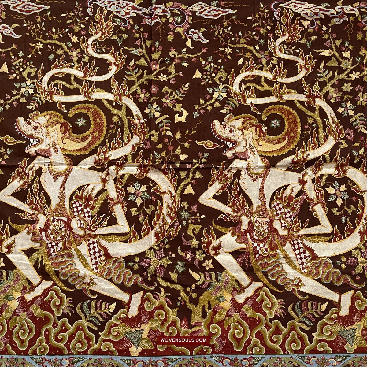 1748 Ramayan Scene in Batik - Hanuman - Cirebon Javanese Batik Tulis Artwork-WOVENSOULS Antique Textiles & Art Gallery