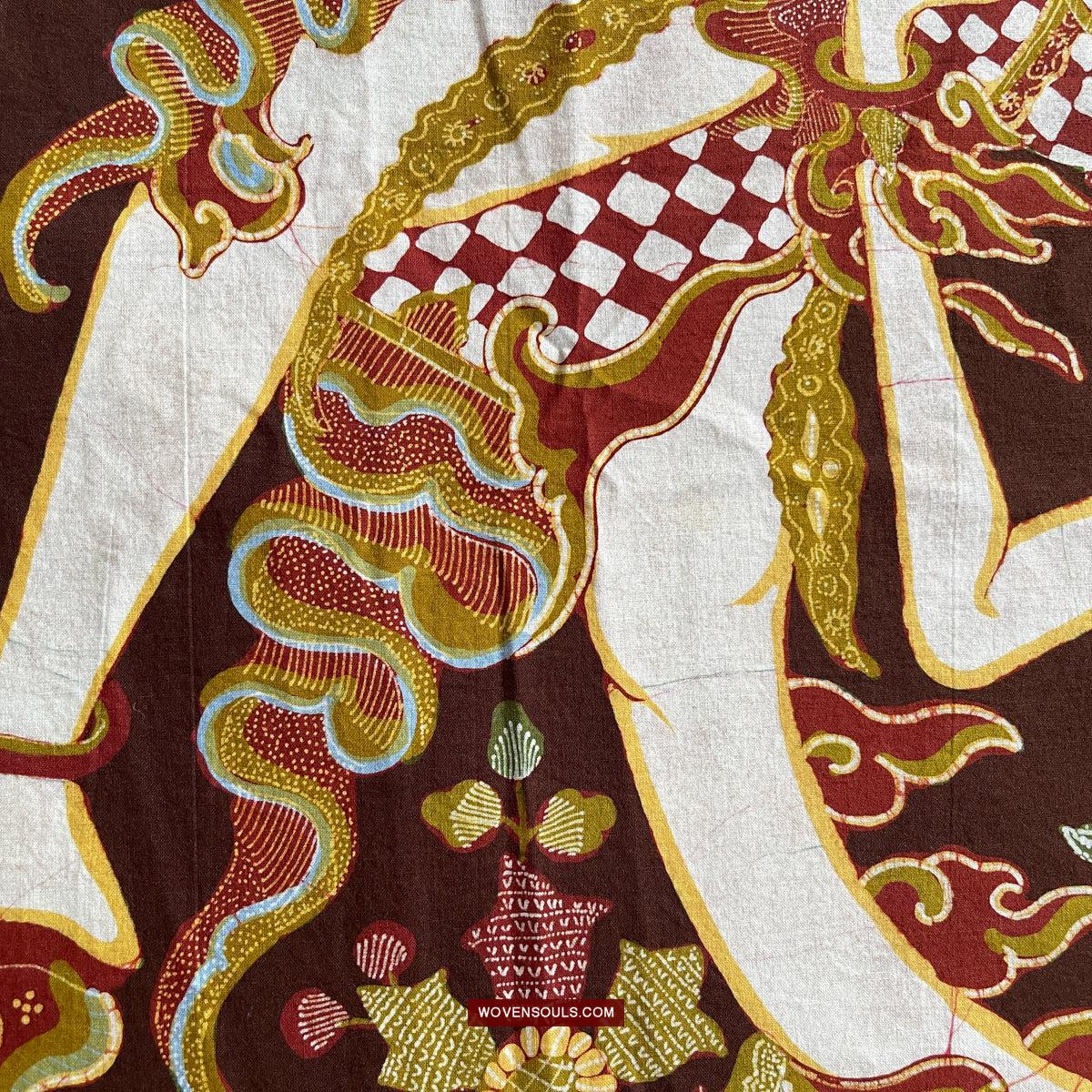 1748 Ramayan Scene in Batik - Hanuman - Cirebon Javanese Batik Tulis Artwork-WOVENSOULS Antique Textiles & Art Gallery