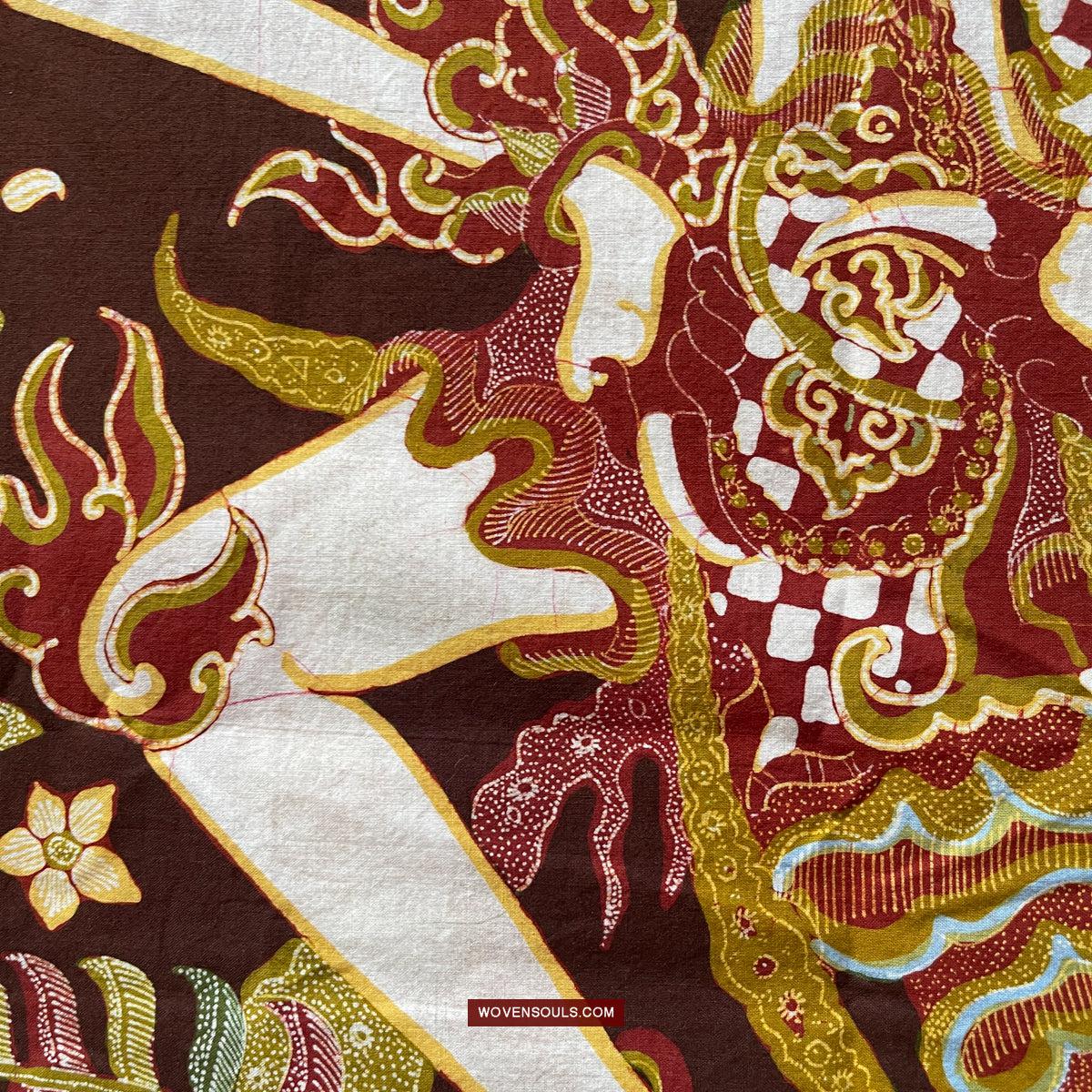 1748 Ramayan Scene in Batik - Hanuman - Cirebon Javanese Batik Tulis Artwork-WOVENSOULS Antique Textiles & Art Gallery