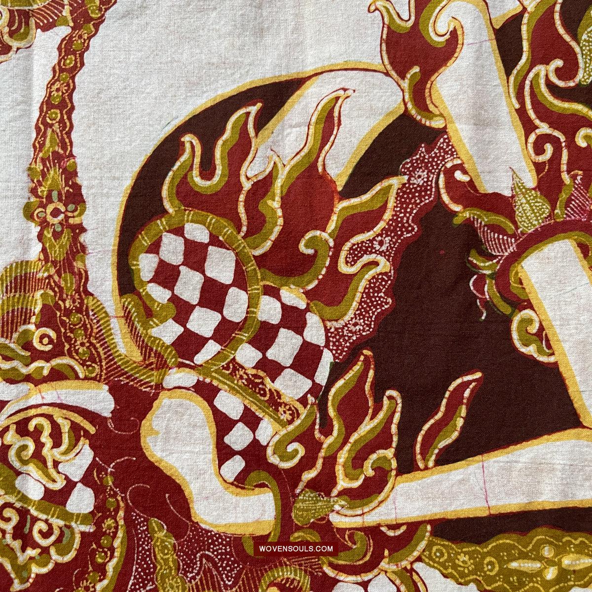 1748 Ramayan Scene in Batik - Hanuman - Cirebon Javanese Batik Tulis Artwork-WOVENSOULS Antique Textiles & Art Gallery