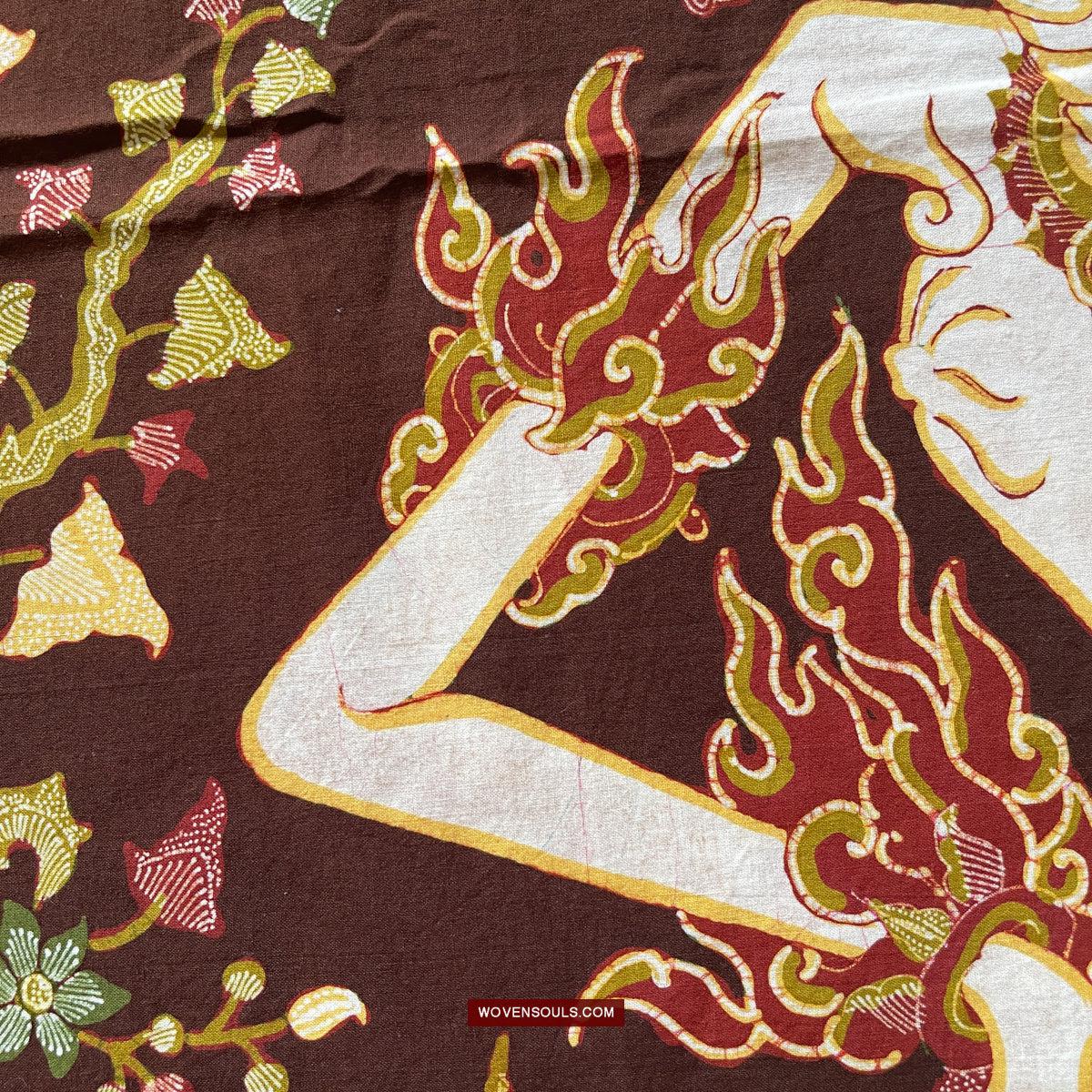 1748 Ramayan Scene in Batik - Hanuman - Cirebon Javanese Batik Tulis Artwork-WOVENSOULS Antique Textiles & Art Gallery