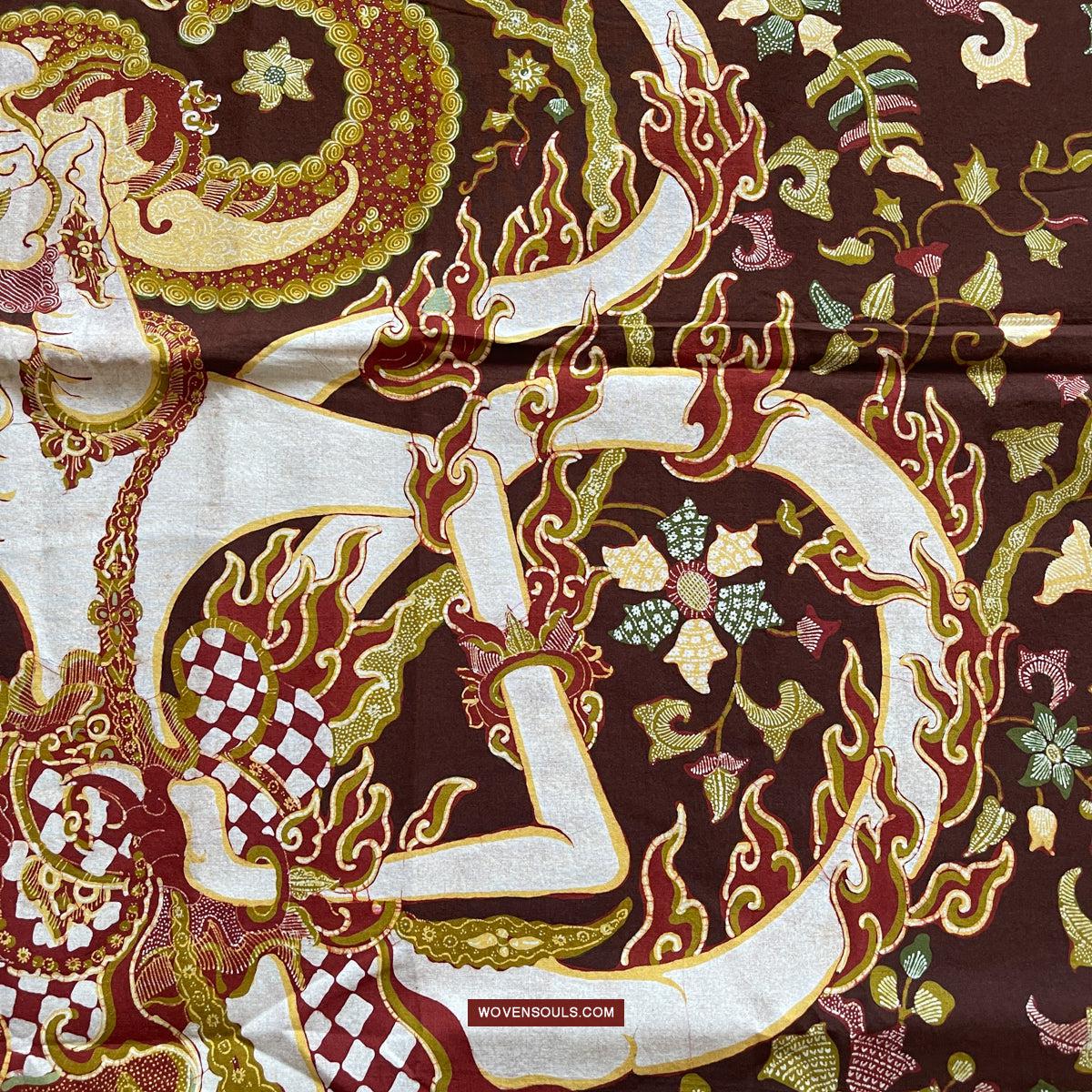 1748 Ramayan Scene in Batik - Hanuman - Cirebon Javanese Batik Tulis Artwork-WOVENSOULS Antique Textiles & Art Gallery