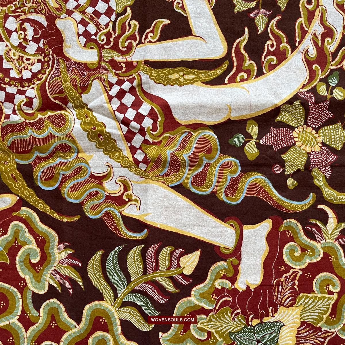 1748 Ramayan Scene in Batik - Hanuman - Cirebon Javanese Batik Tulis Artwork-WOVENSOULS Antique Textiles & Art Gallery