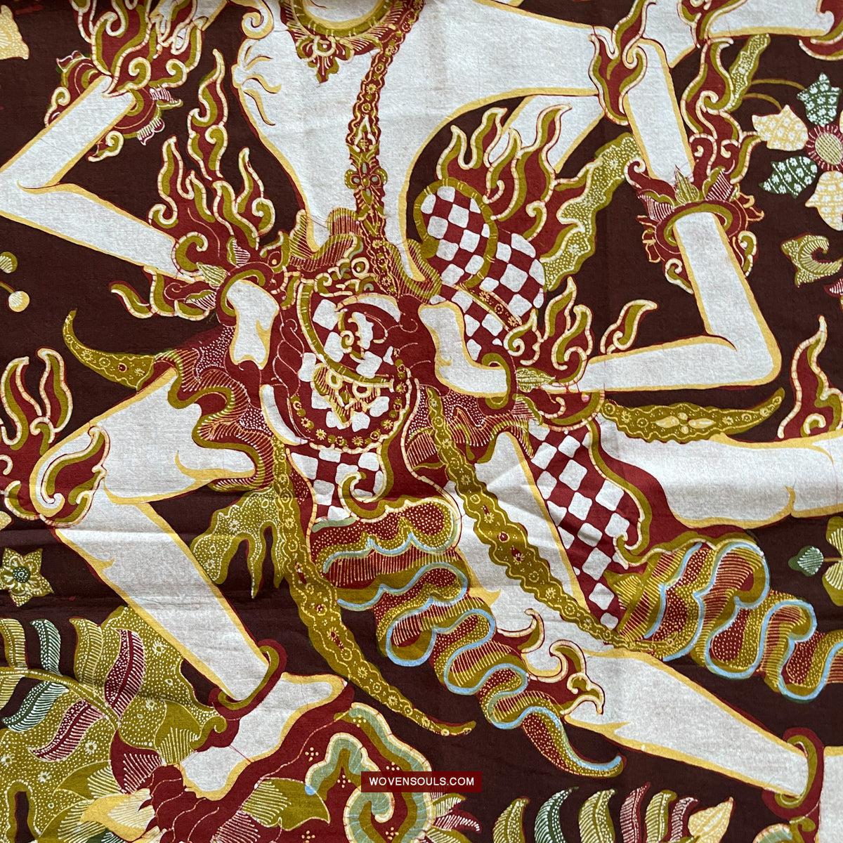 1748 Ramayan Scene in Batik - Hanuman - Cirebon Javanese Batik Tulis Artwork-WOVENSOULS Antique Textiles & Art Gallery