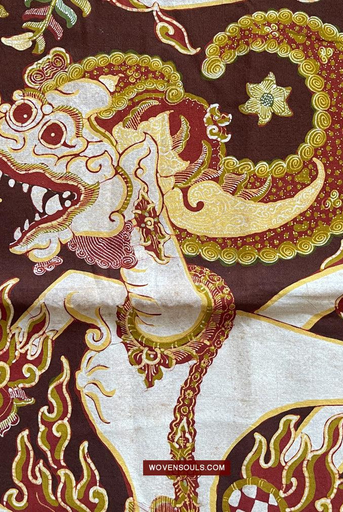 1748 Ramayan-Szene in Batik - Hanuman - Cirebon Javanese Batik Tulis Artwork-WOVENSOULS Galerie für antike Textilien und Kunst