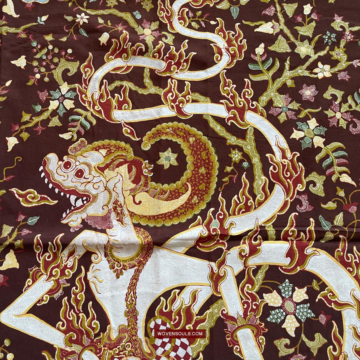 1748 Ramayan Scene in Batik - Hanuman - Cirebon Javanese Batik Tulis Artwork-WOVENSOULS Antique Textiles & Art Gallery