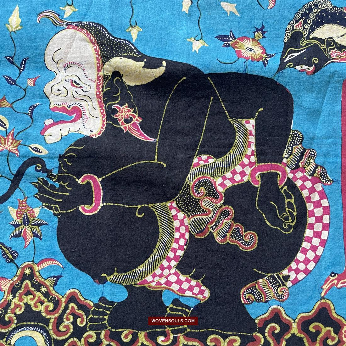 1749 Indonesian Art Cirebon Javanese Batik Tulis Artwork - Punakawan Cirebonan-WOVENSOULS Antique Textiles & Art Gallery