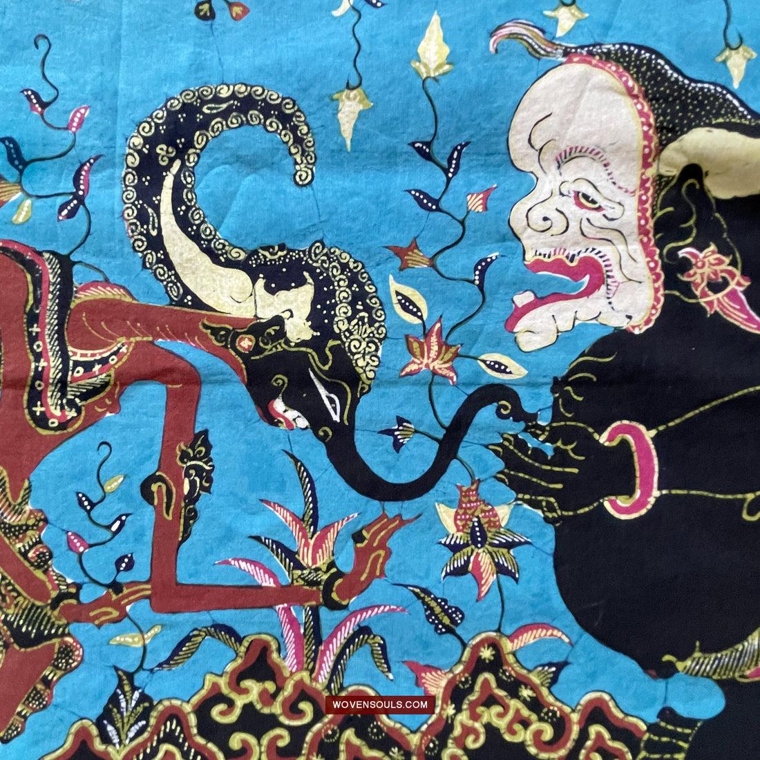 1749 Indonesian Art Cirebon Javanese Batik Tulis Artwork - Punakawan Cirebonan-WOVENSOULS Antique Textiles & Art Gallery