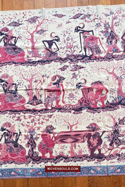 1750 Indonesische Hindu-Kunst Batik Tulis – Mahabharat – Pandava mit Shiva – Ujian Pandewa