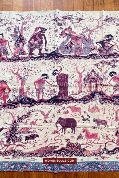 1750 Indonesische Hindu-Kunst Batik Tulis – Mahabharat – Pandava mit Shiva – Ujian Pandewa