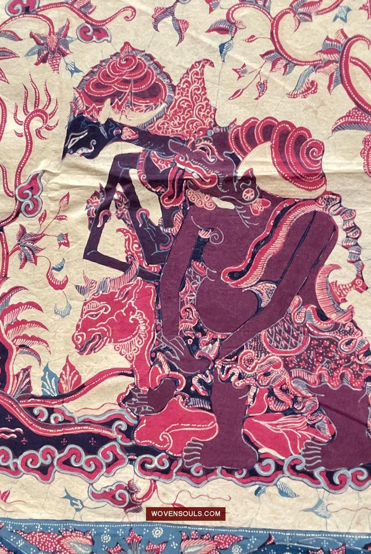 1750 Indonesische Hindu-Kunst Batik Tulis – Mahabharat – Pandava mit Shiva – Ujian Pandewa
