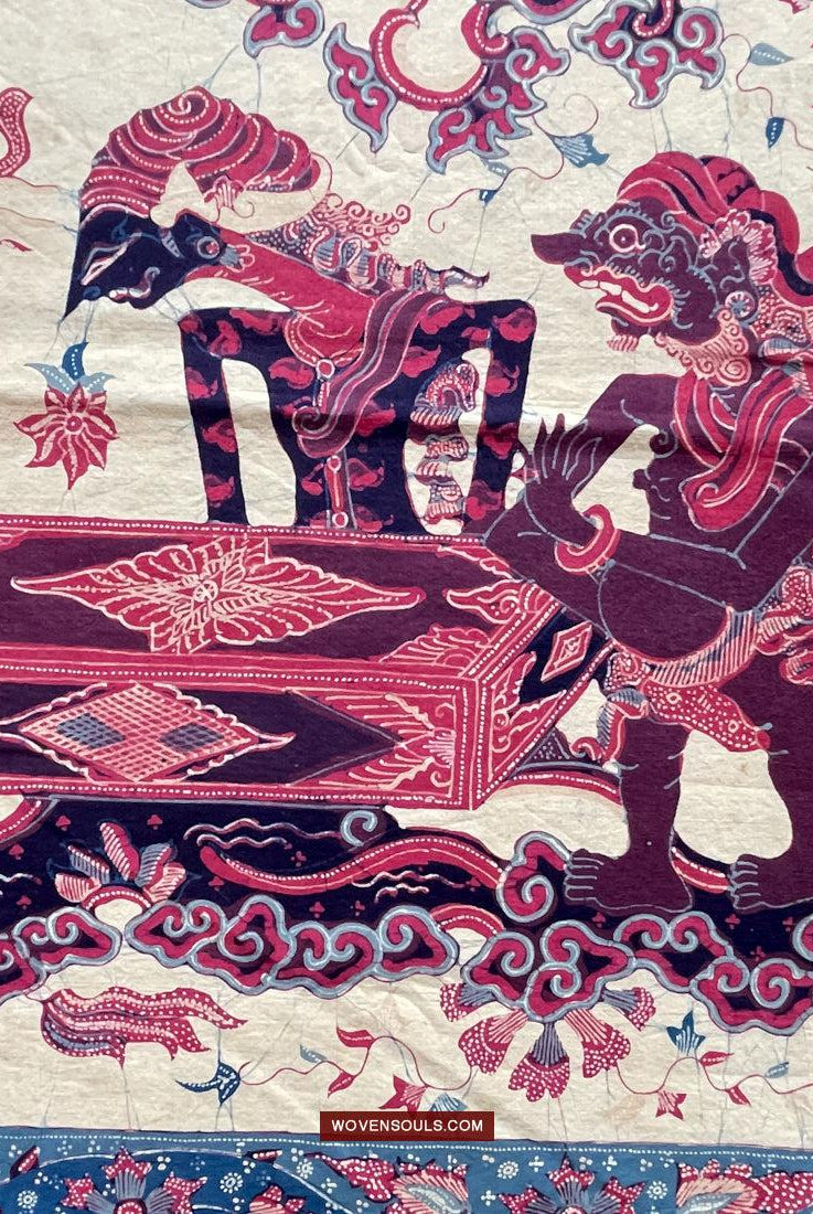 1750 Indonesische Hindu-Kunst Batik Tulis – Mahabharat – Pandava mit Shiva – Ujian Pandewa