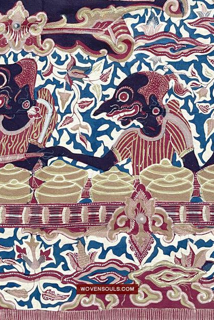 1751 Indonesische Kunst Cirebon Javanese Batik Tulis Kunstwerk - Wayang Gamelan Szenen-WOVENSOULS Galerie für antike Textilien und Kunst