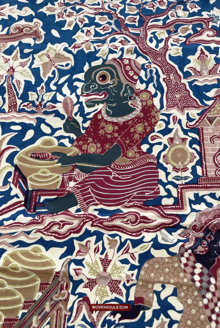 1751 Indonesische Kunst Cirebon Javanese Batik Tulis Kunstwerk - Wayang Gamelan Szenen-WOVENSOULS Galerie für antike Textilien und Kunst