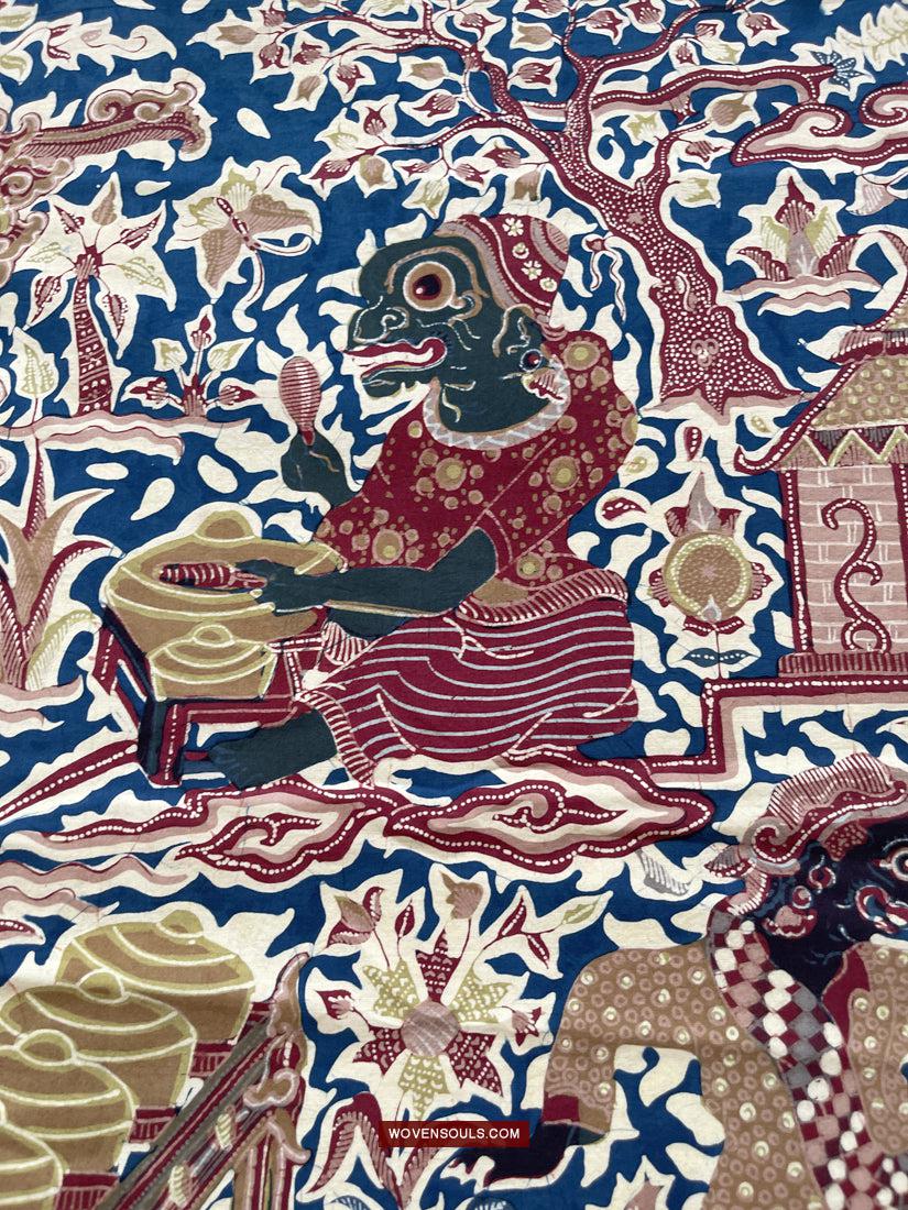 1751 Indonesian Art Cirebon Javanese Batik Tulis Artwork - Wayang Gamelan Scenes-WOVENSOULS Antique Textiles & Art Gallery